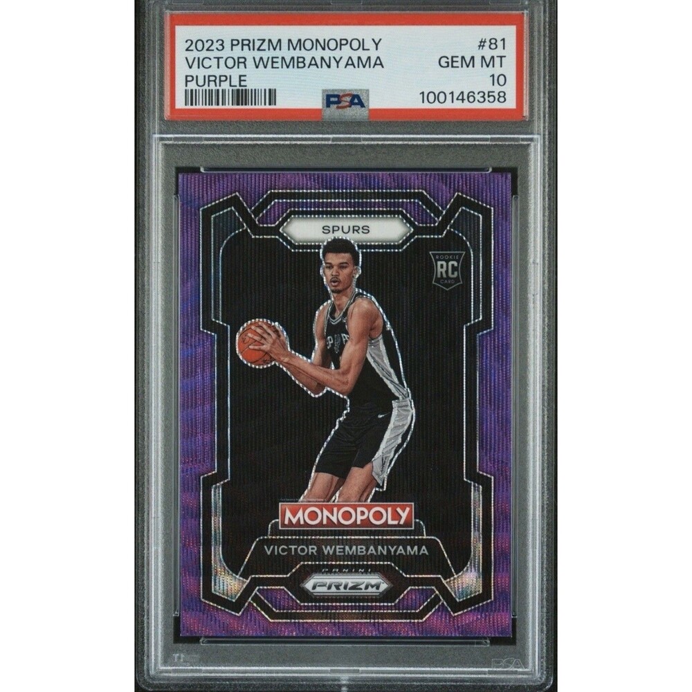 2023 Panini Prizm Victor Wembanyama RC Purple Wave Monopoly Spurs #81 GEM MT 10